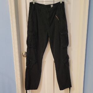 Black Cargo Pants with Adjustable Ankle Cords